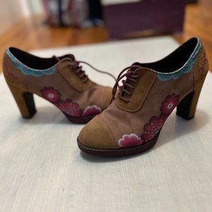 Rare Desigual Flower floral Heel Booties